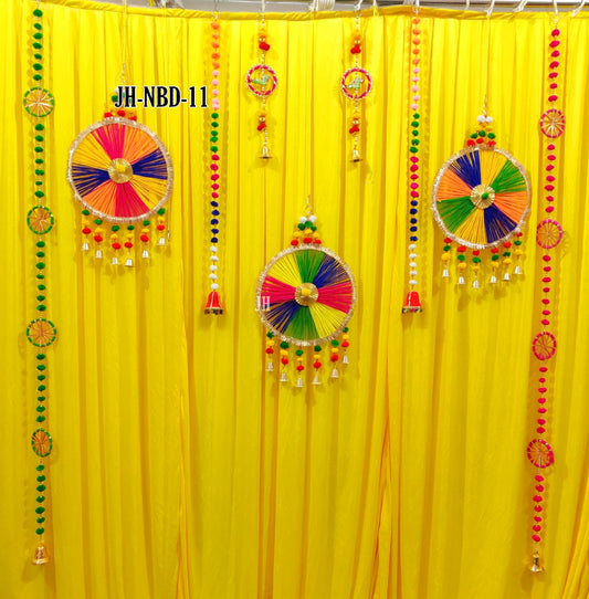 Complete backdrop decoration for Mandir/ Haldi/ Ganapati decor/ yellow backdrop decoration