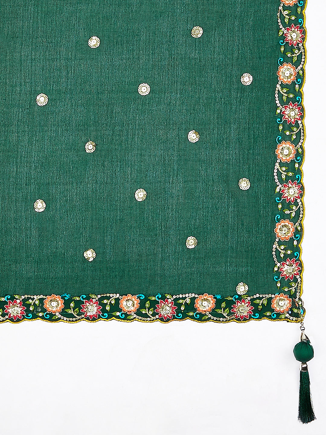 Green Chiffon Position print with Sequins embroidery Semi-Stitched Lehenga choli & Dupatta