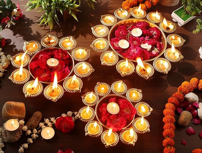 Diya Shape Flower Decorative Urli Bowl For Home Urli For Floating Flowers & Tea Light Candles Home,Table Decor| Diwali Decoration Items