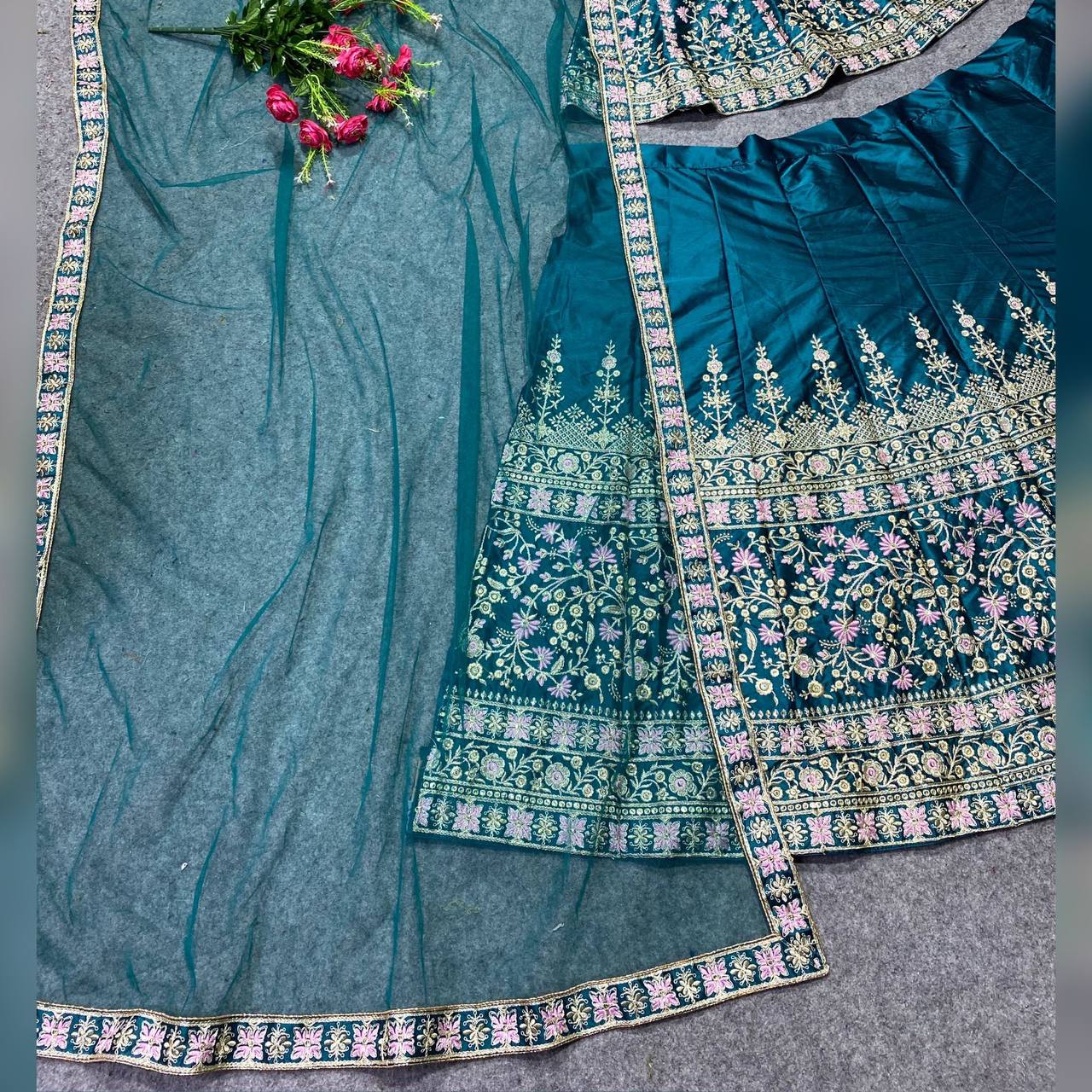 Attractive Embroidered Malay Silk Top Palazzo